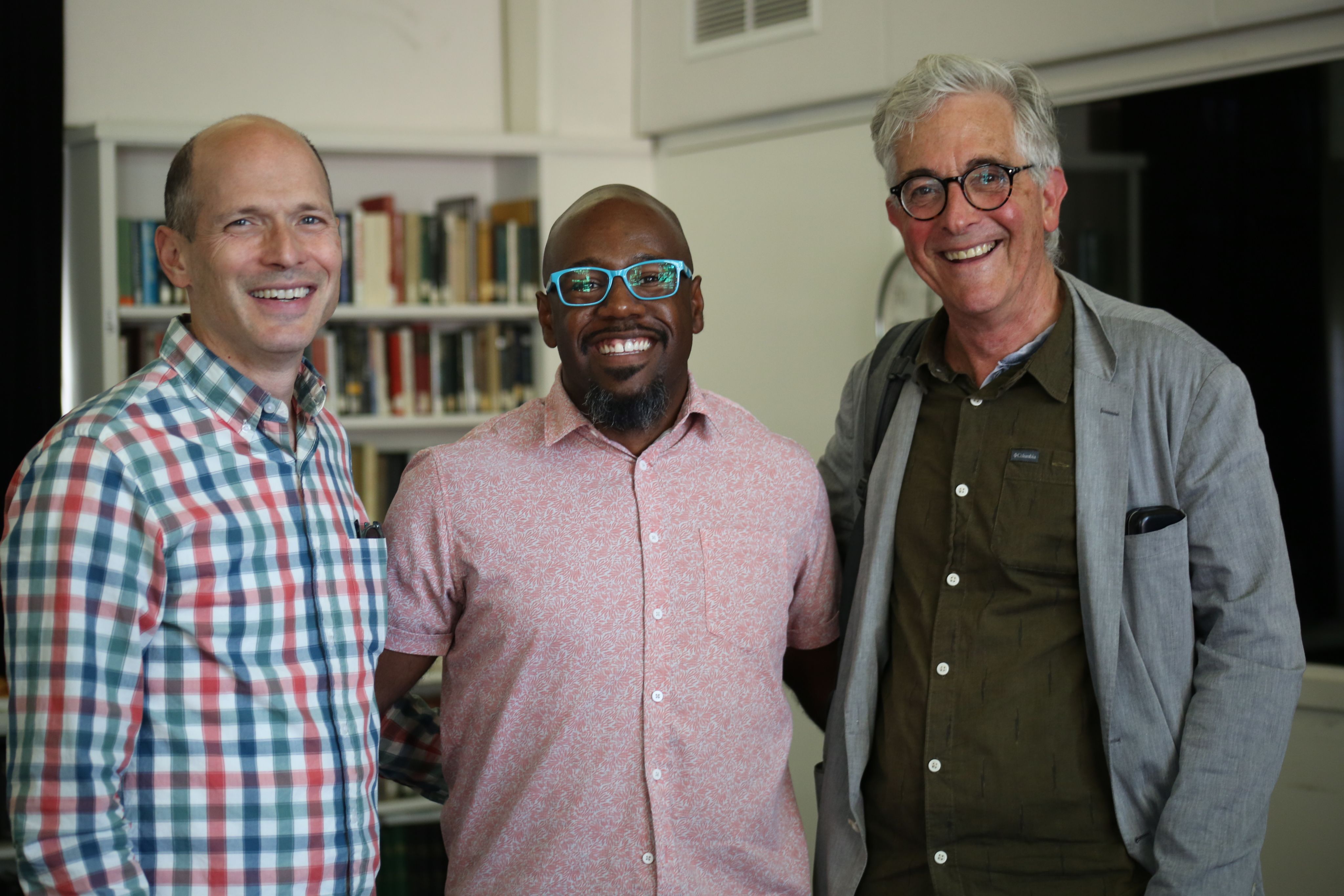 Photo of Professor Jason Spingarn-Koff, Dr. Christopher Schell, and Lecturer Mark Shapiro